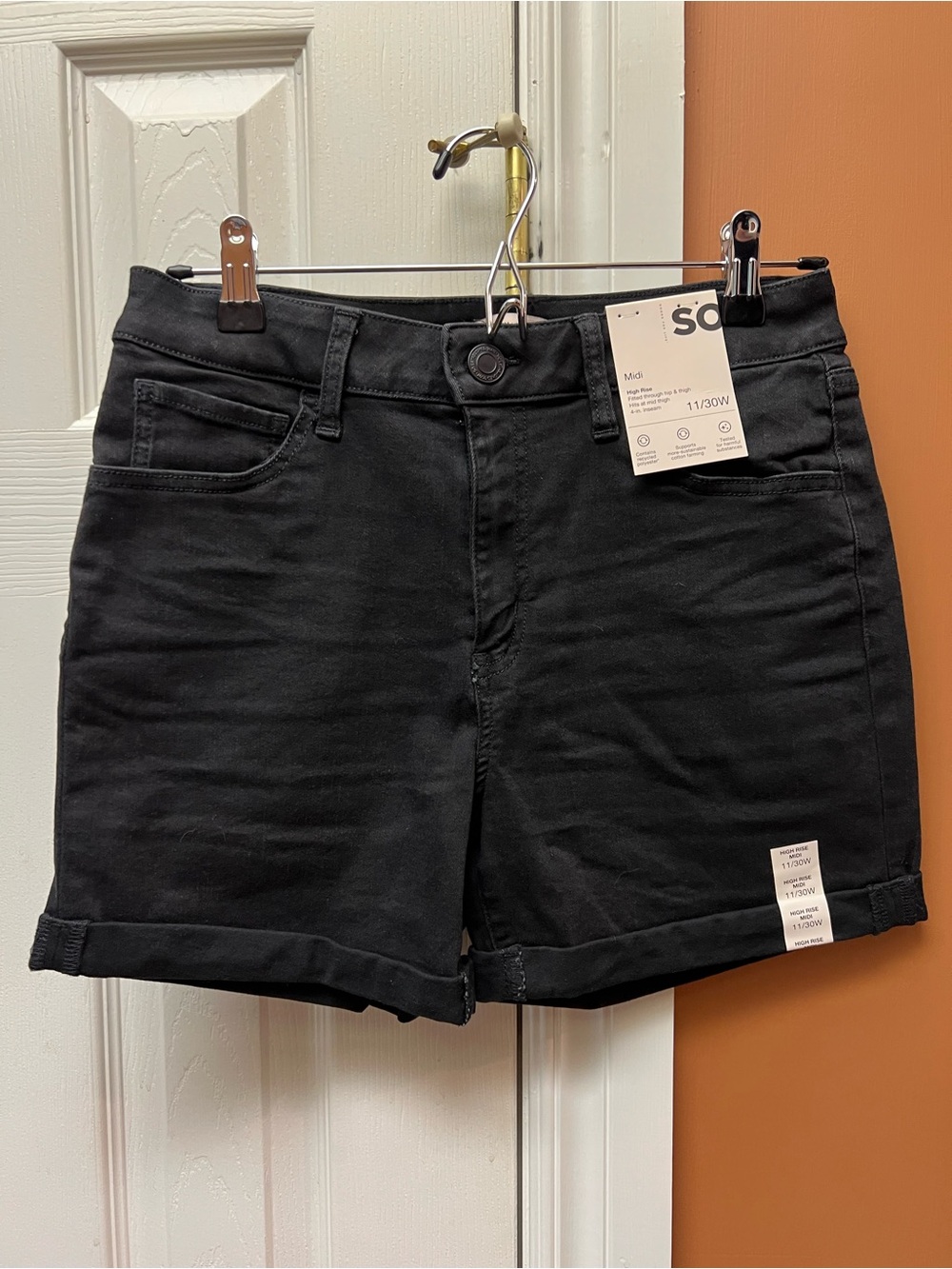 SO Black Cuffed Jean Shorts